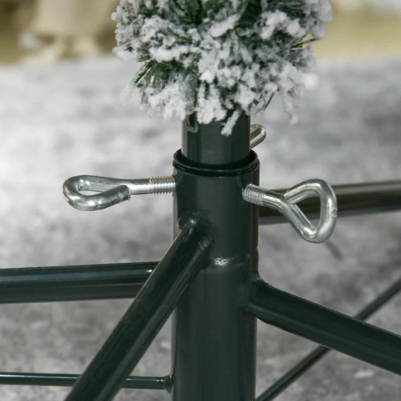 4.5' Artificial Snow Christmas Tree with Frosted Branches & LED Lights - Warm White or Colorful, Sturdy Steel Base