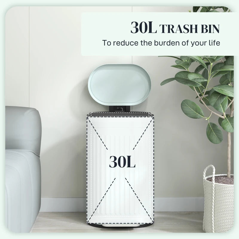 Light Green 30L Metal Kitchen Bin with Soft-Close Lid - Stylish & Durable Waste Container for Home & Office