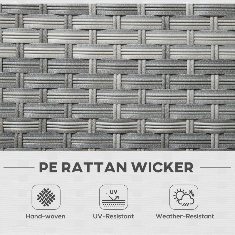 5-Piece Mixed Grey Rattan Corner Sofa With Footstools