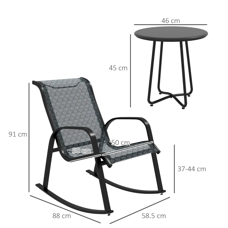 3-Piece Outdoor Rocking Armchair Set, Mixed Grey
