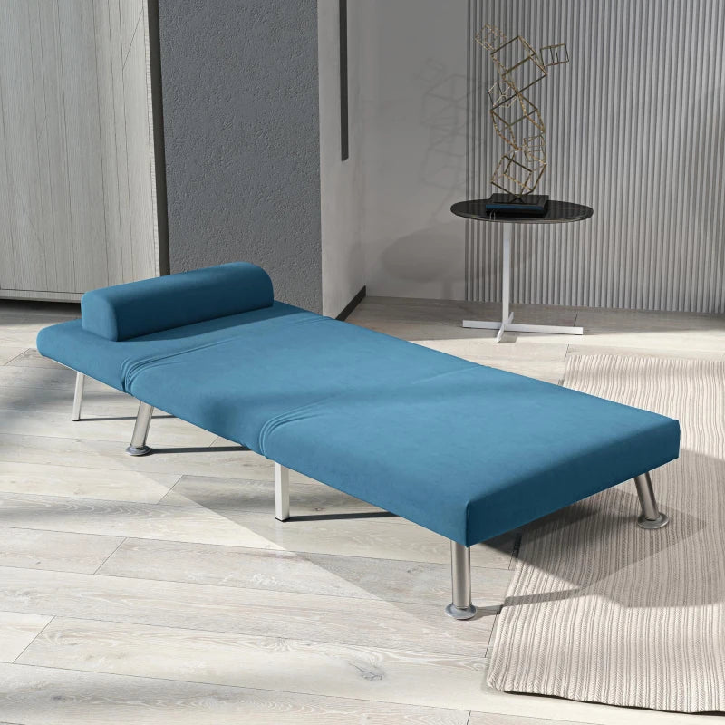 Velvet-Feel Sleeper Chair in Blue - Stylish and Comfortable Multi-Functional Seating Solution