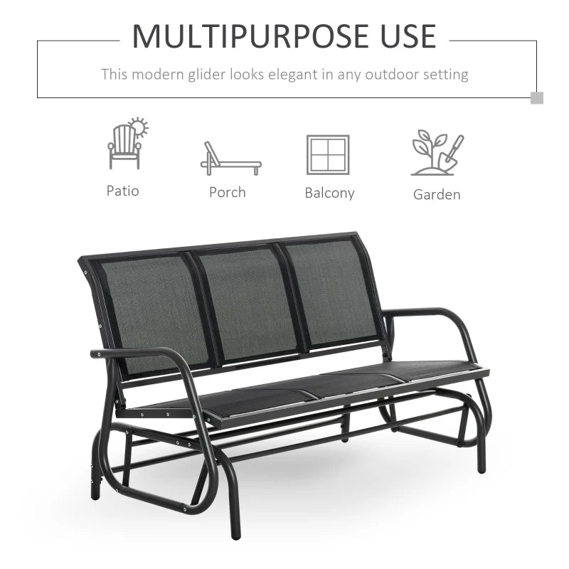 3-Seat Metal Glider Rocking Chair - Garden Patio Furniture