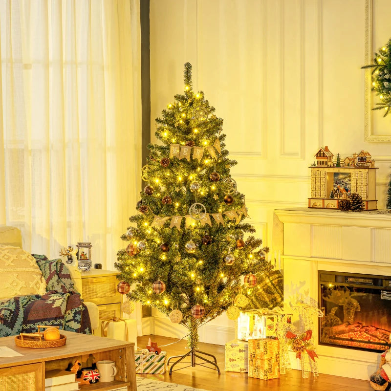 6' Prelit Artificial Christmas Tree with Warm White LED Lights - Holiday Decor, Ornaments, Banners & Tags Included