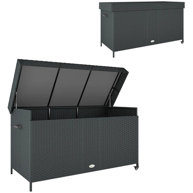 Black 627L Rattan Storage Box - Stylish Outdoor & Indoor Organizer for Home