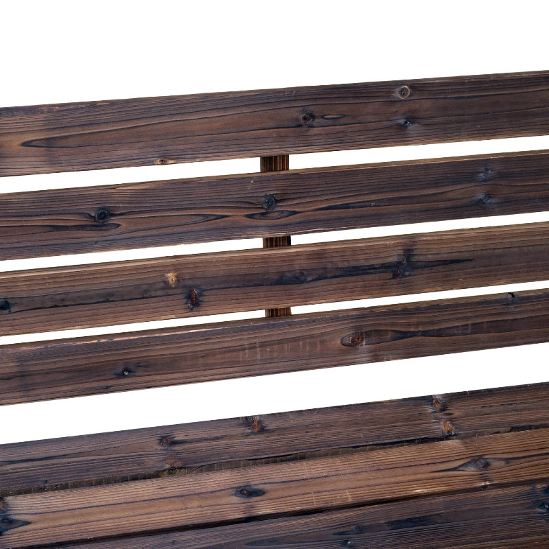 Rustic Brown 2-Seater Garden Bench with Wooden Cart Wagon Wheel