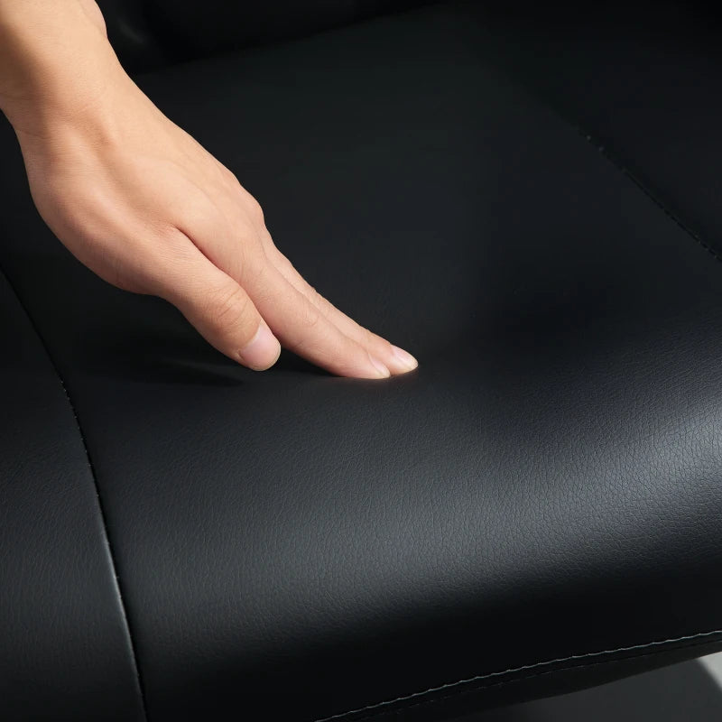 Stylish Swivel Recliner Chair with Footstool - Adjustable PU Leather Armchair for Living Room, Black