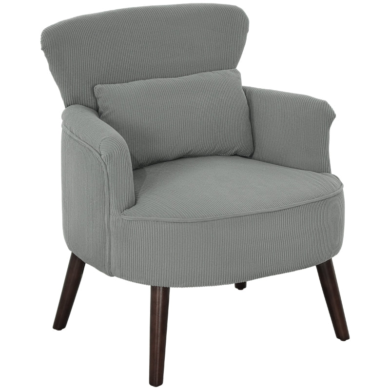 Light Grey Corduroy Retro Accent Chair for Stylish Living Room Decor