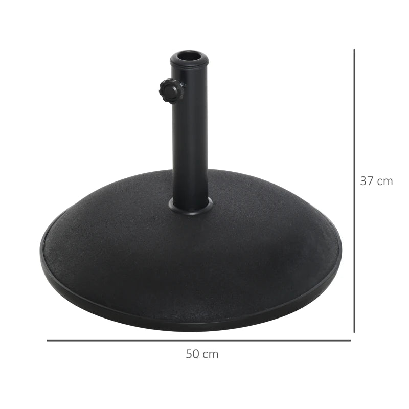 Black Round Concrete Umbrella Base 25kgs - Patio Outdoor Stand