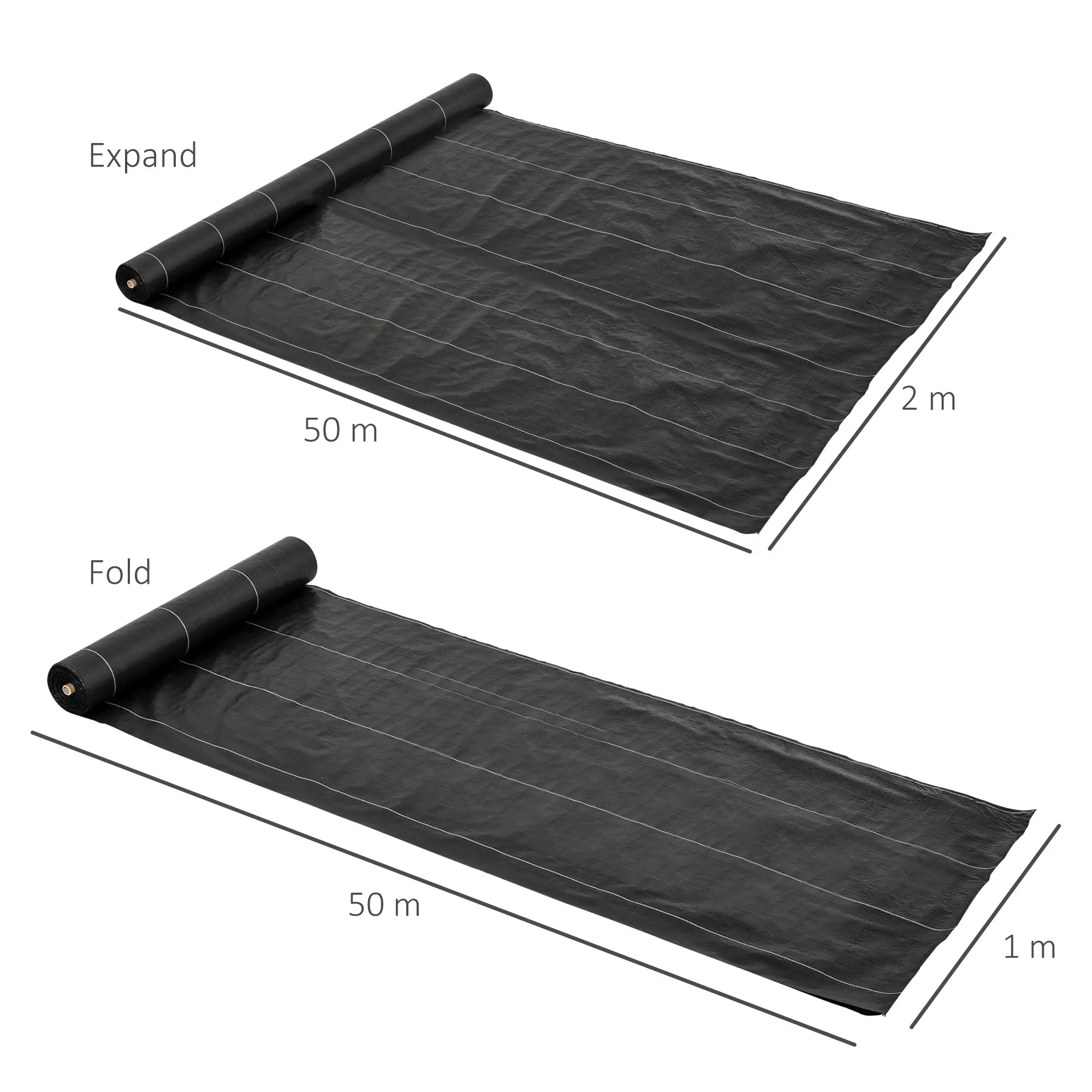 2m x 50m Weed Control Membrane, Heavy Duty Weed Control Barrier Fabric, 100gsm Ground Cover