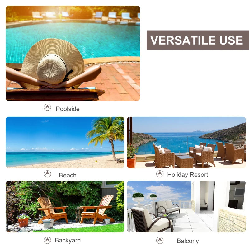 2 Seater Rattan Sun Lounger Set - Brown/Cream White