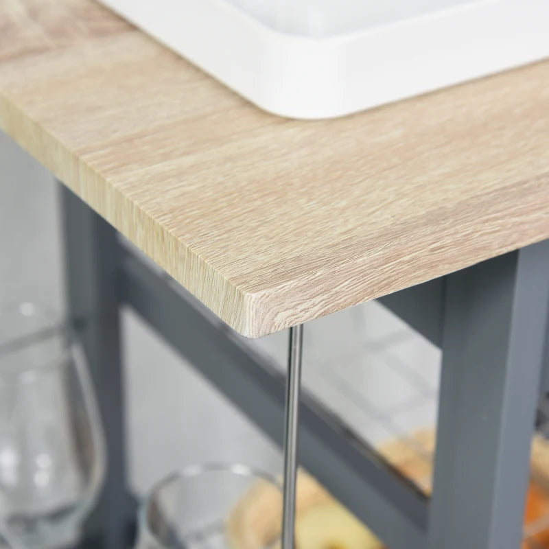 Rolling Kitchen Cart with 4 Basket Drawers & Side Racks - Utility Storage on Wheels for Dining Room - Grey