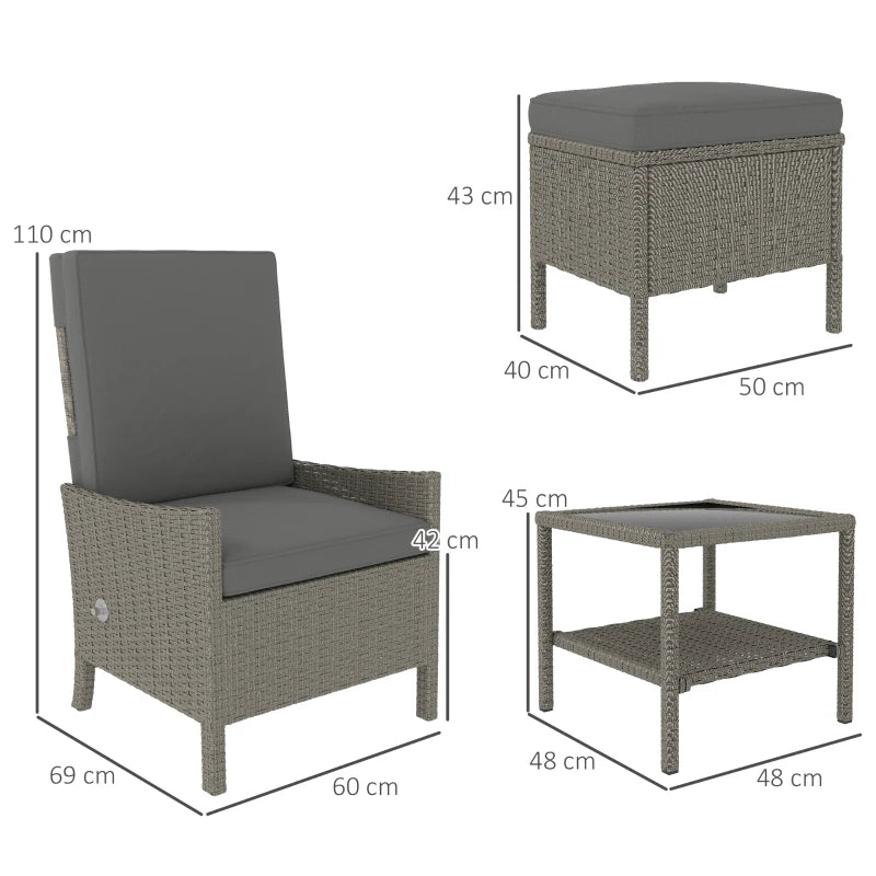 5 Piece Rattan Garden Furniture Set with Cushions and Adjustable Backrests for Outdoor Relaxation