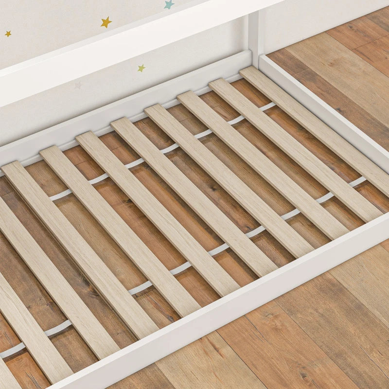 Scandinavian Style Wooden Single Bed Frame - Pine Wood Base for 90x190cm Mattress - Modern White Design