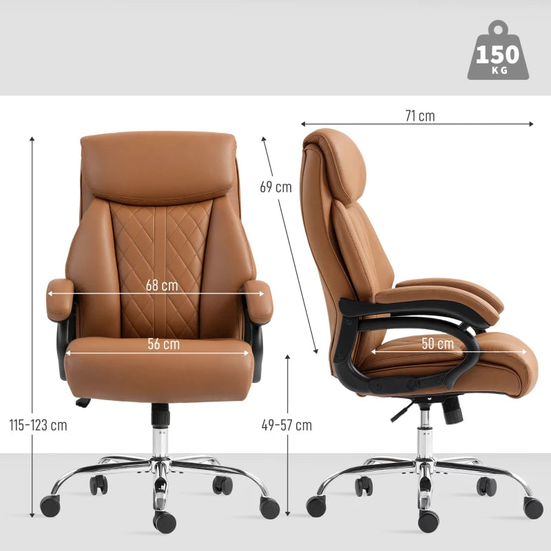 Light Brown Spring Padded Faux Leather Office Chair - Ergonomic Design for Comfort and Style in Home or Office