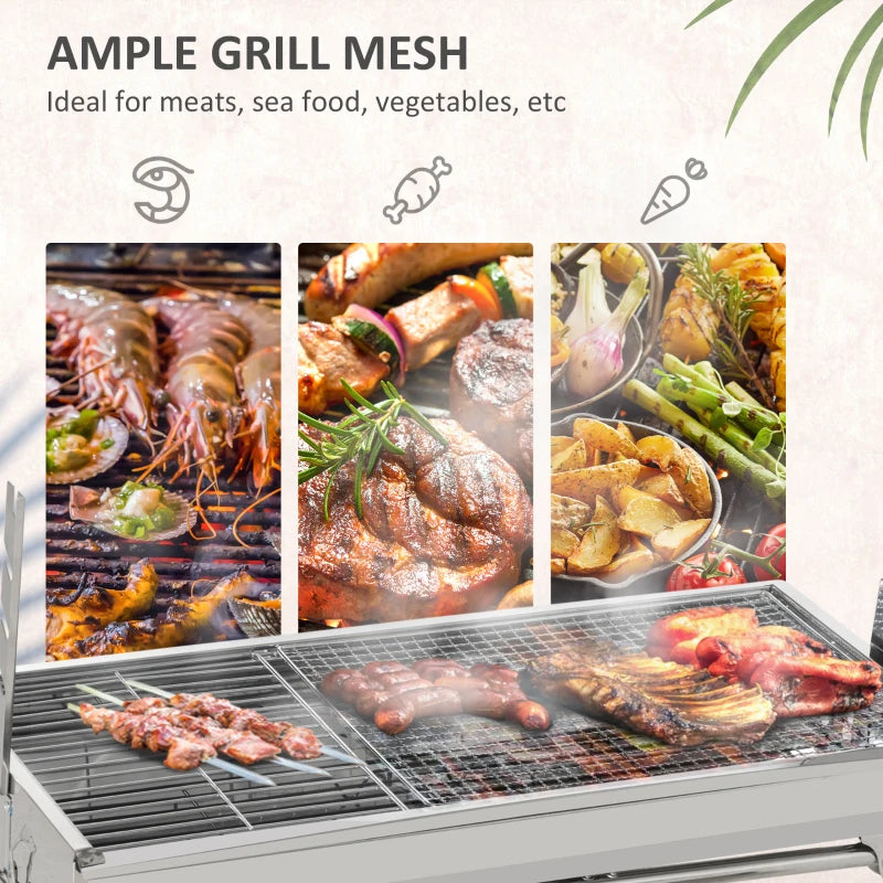 Portable Charcoal BBQ Rotisserie Grill - Foldable Legs, Black