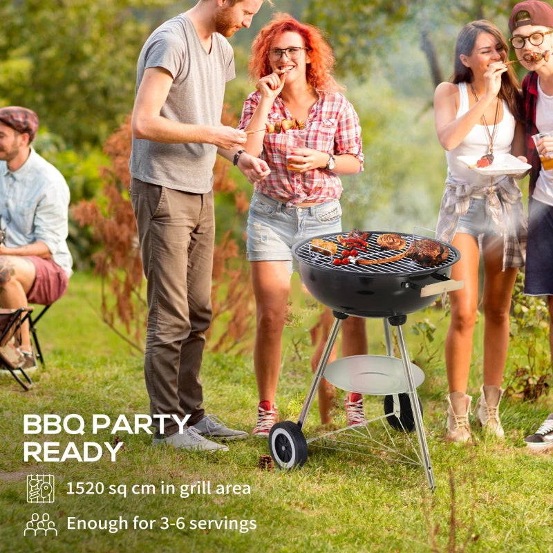 Black Portable Round Charcoal BBQ Smoker with Lid