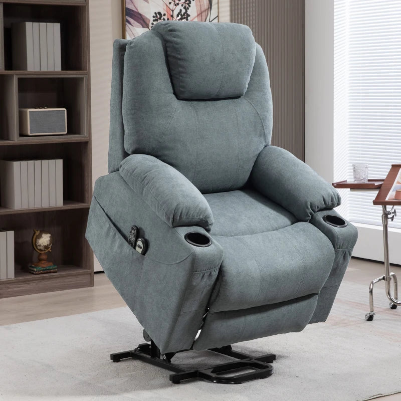 Lift and Recline Massage Armchair with Heat in Grey for Ultimate Comfort and Relaxation