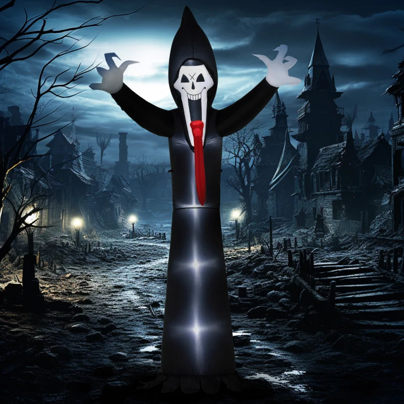 10FT Grim Reaper Halloween Inflatable Decoration with 5 LED Lights - Spooky Blow Up for Indoor & Outdoor Parties