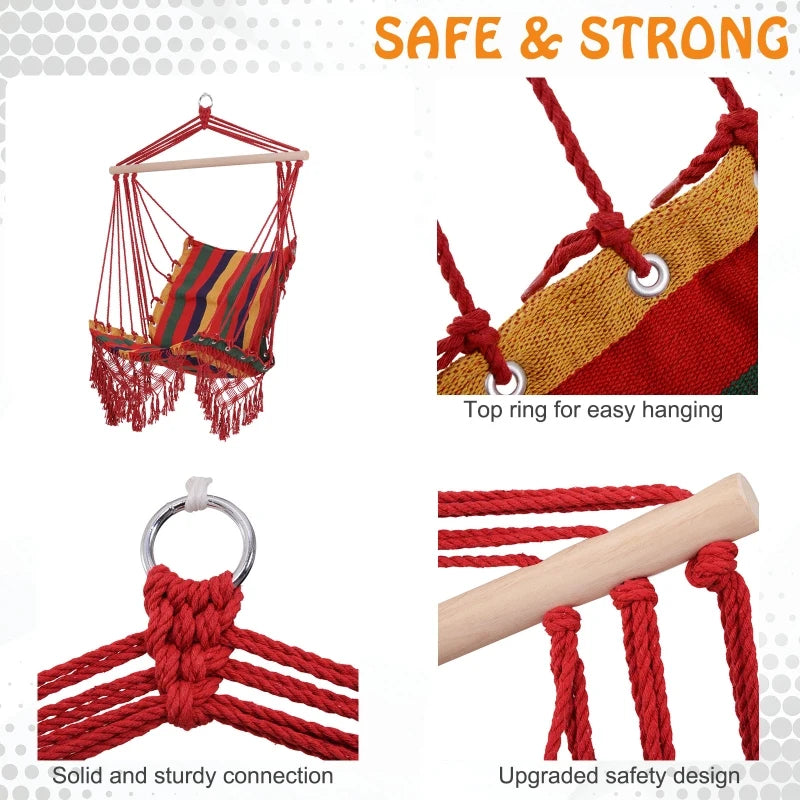 Striped Hammock Swing Chair - Indoor/Outdoor Hanging Seat