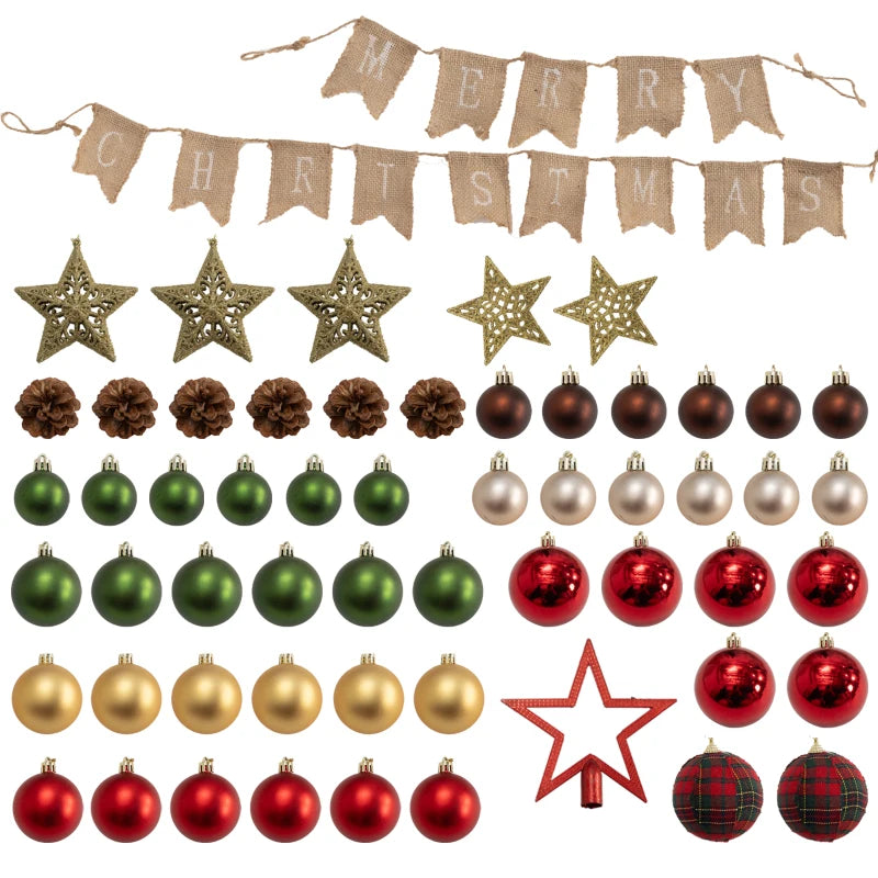 6ft Pre-Lit Christmas Tree with Red and Green Decorations, Warm White Lights - Perfect Holiday Decor