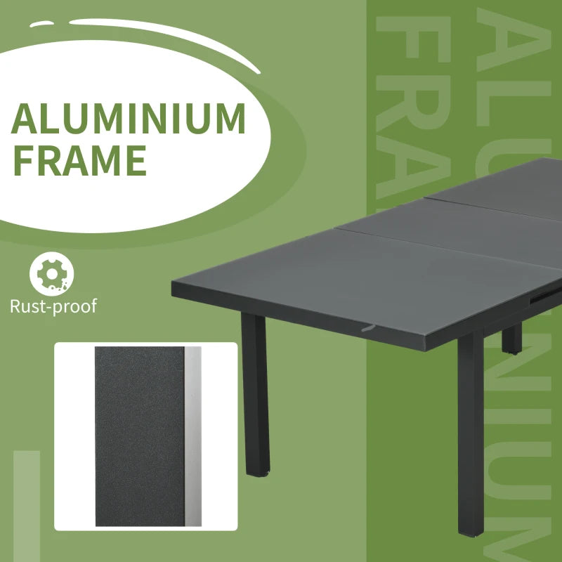 Aluminium Extendable Outdoor Dining Table - Charcoal Grey, Seats 6-8