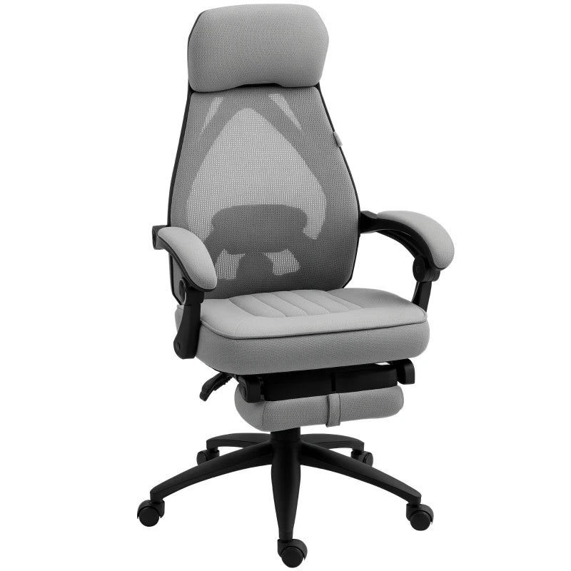 Vinsetto High Back Office Chair with Footrest - Adjustable Swivel Desk Chair with Headrest for Home Office - Dark Grey