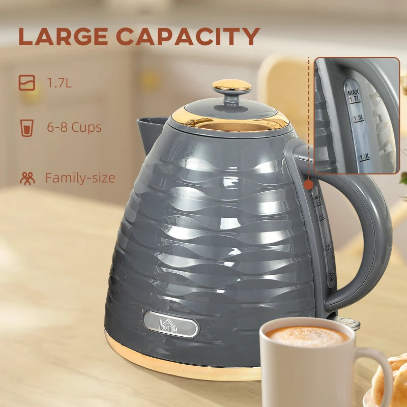 3kW Rapid Boil Grey Honeycomb Kettle - Stylish, Fast Boiling Electric Kettle for Home & Kitchen