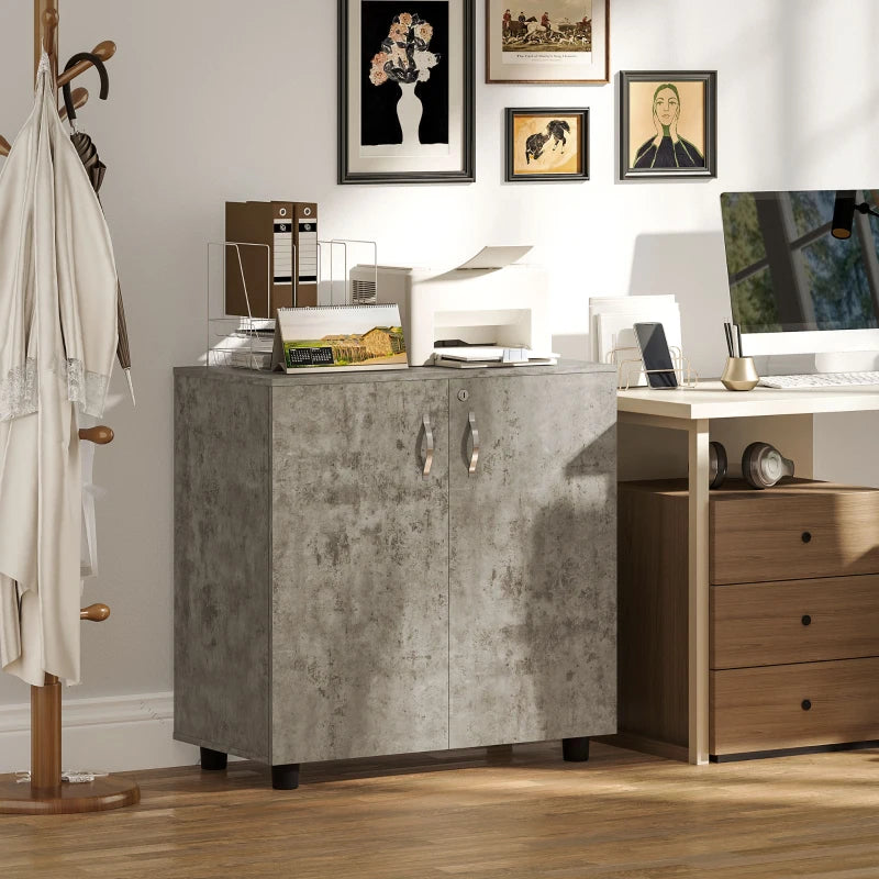 Vinsetto Two-Tier Locking Office Storage Cabinet - Stylish Grey Organizer for Secure Document and Supply Storage