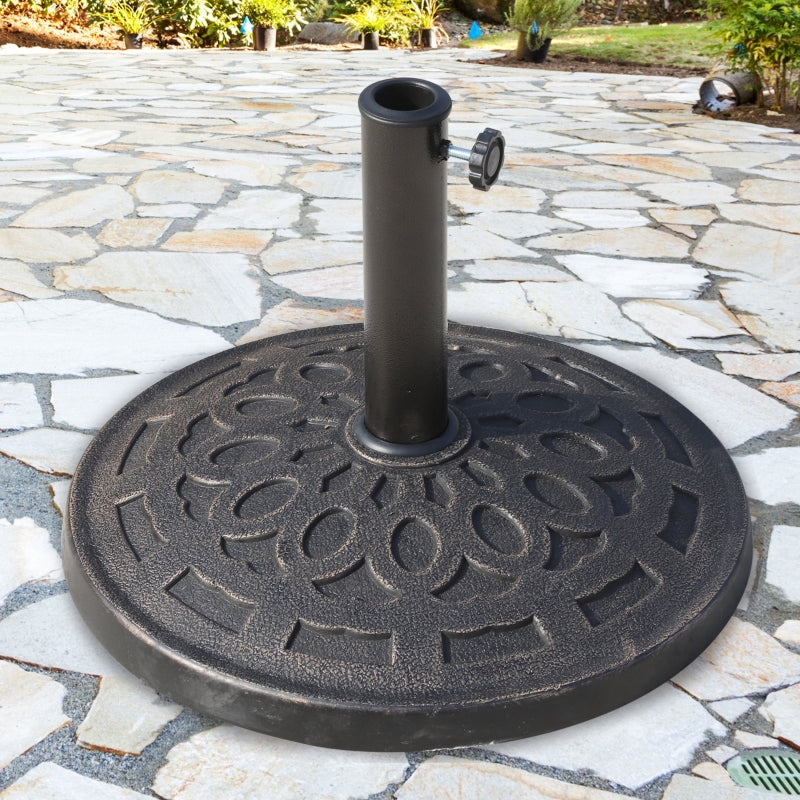 Bronze Round Garden Parasol Base Holder with Adjustable Coupler
