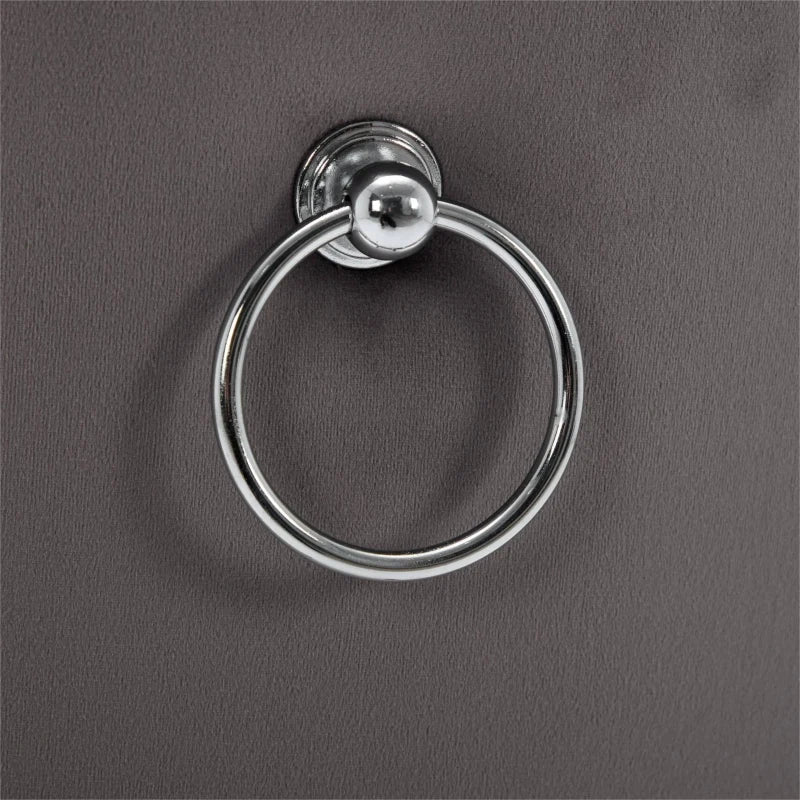 Set of 4 Grey Velvet Dining Chairs with Button Tufted Backrest, Wingback Design, Solid Rubber Wood Legs, Foot Pads