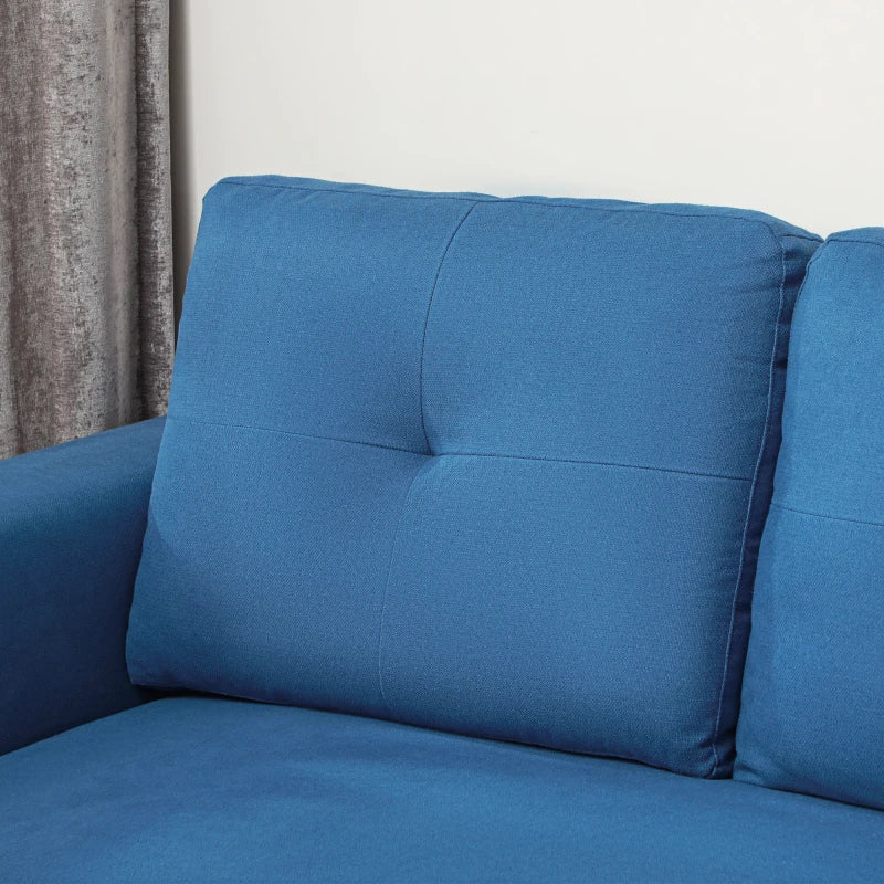 L-Shaped 3-Seater Sofa Bed with Storage – Convertible Click Clack Futon for Living Room, Dark Blue