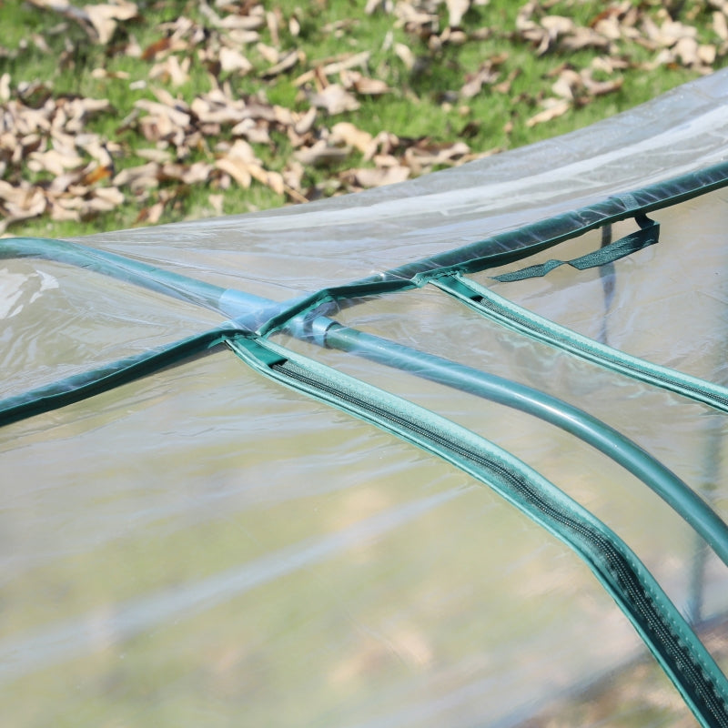 Green PVC Tunnel Plant Grow House with Zipper Doors, 350x100x80 cm