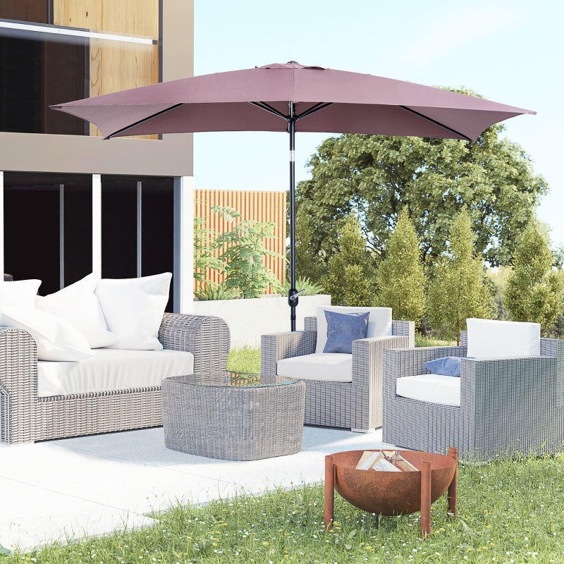 Brown Tilt Crank Patio Umbrella