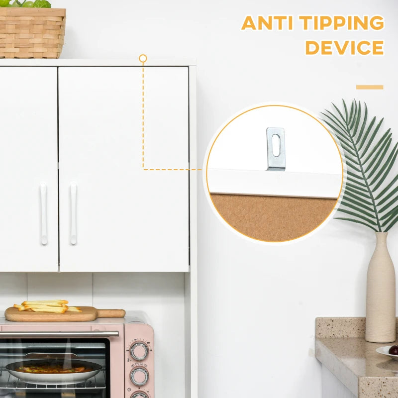 Modern White Kitchen Cupboard with Storage Cabinets, 3 Drawers & Open Countertop - Stylish Living Room Organizer