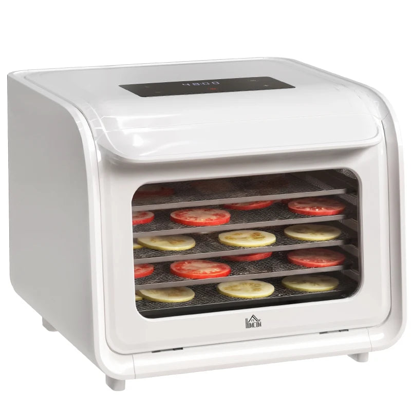 Premium 35-70°C Six-Tray Food Dehydrator - White | Perfect for Healthy Snacks, Jerky, Fruits & Vegetables
