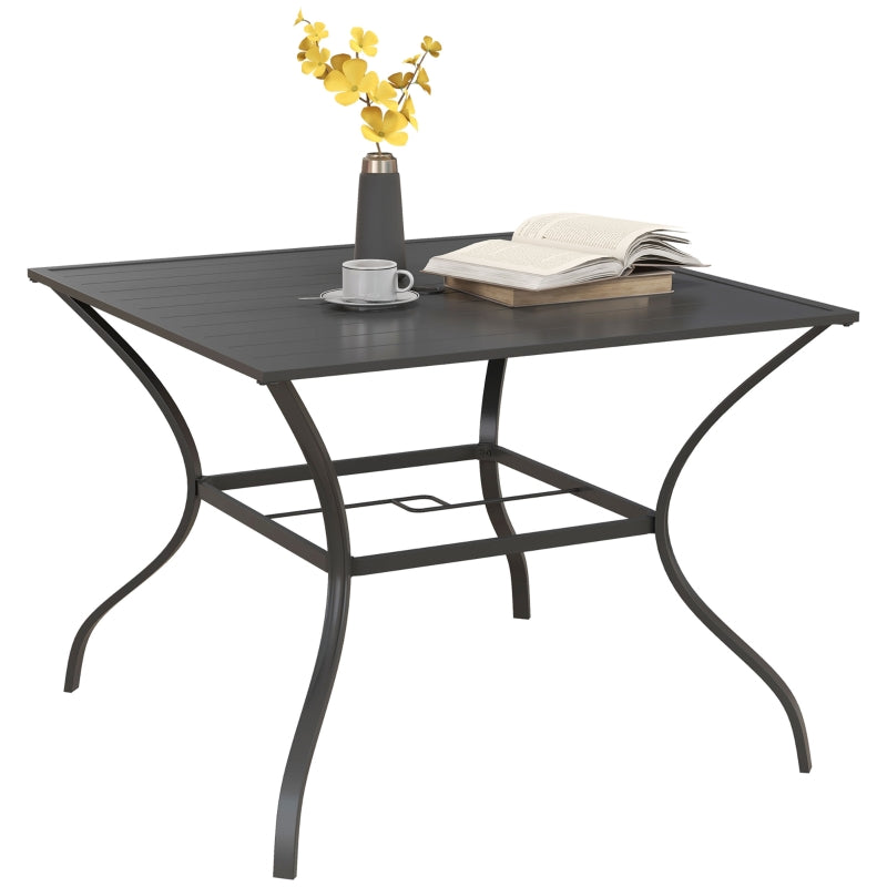 Dark Grey Outdoor Dining Table for Four with Parasol Hole