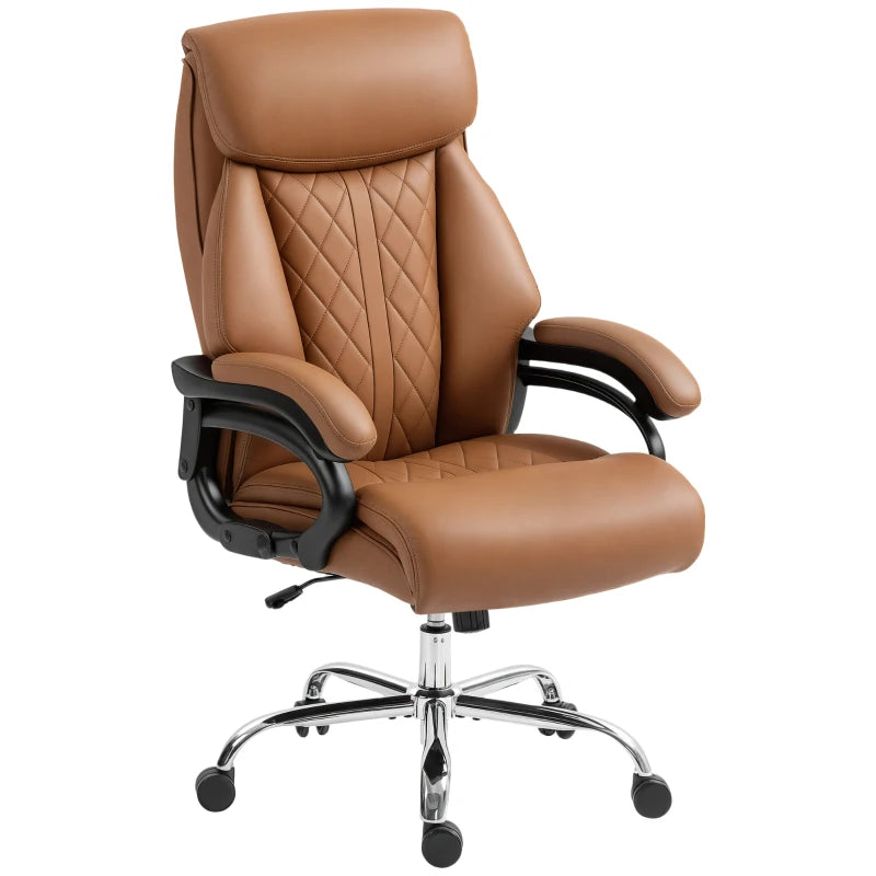 Light Brown Spring Padded Faux Leather Office Chair - Ergonomic Design for Comfort and Style in Home or Office