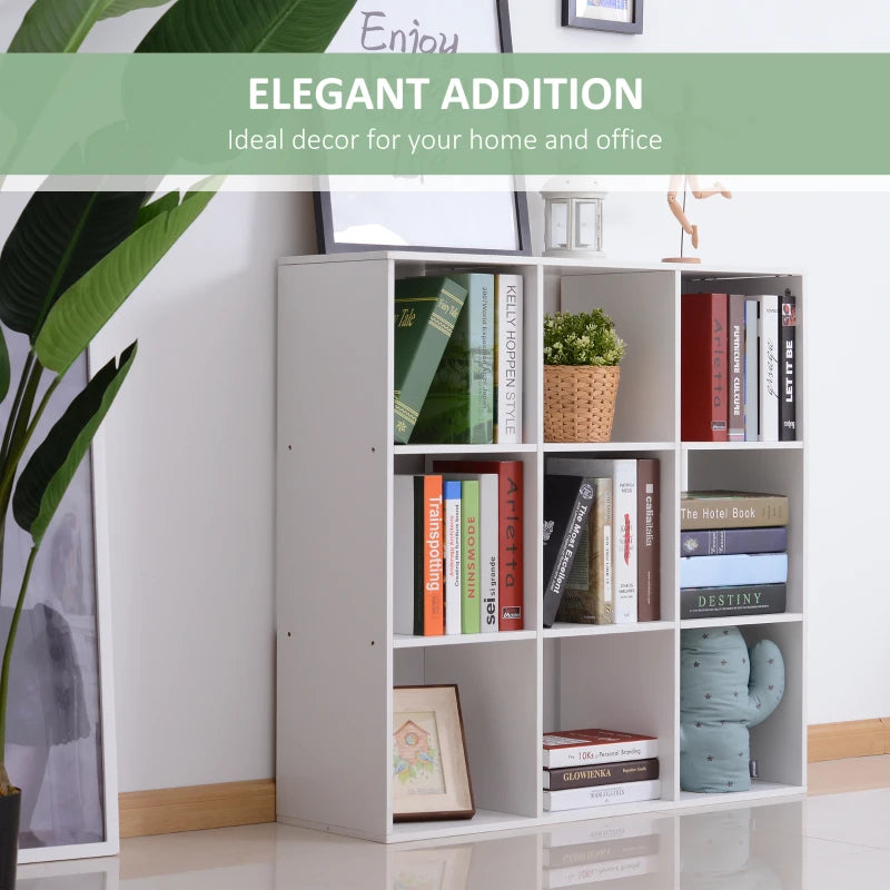 Stylish Nine-Cube Storage Shelf in White - Versatile Organizer for Home, Office, and Kids' Rooms - Perfect for Display and Storage