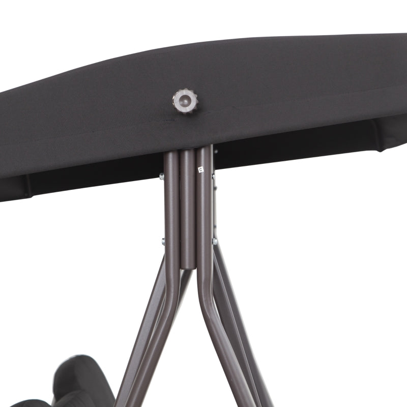 Black 3-Seater Swing Hammock Chair with Canopy and Cushion