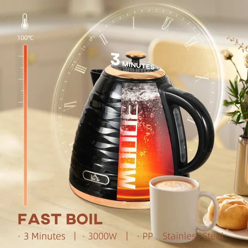 3kW Rapid Boil Black Honeycomb Kettle - Stylish Electric Tea Maker for Fast Boiling Water