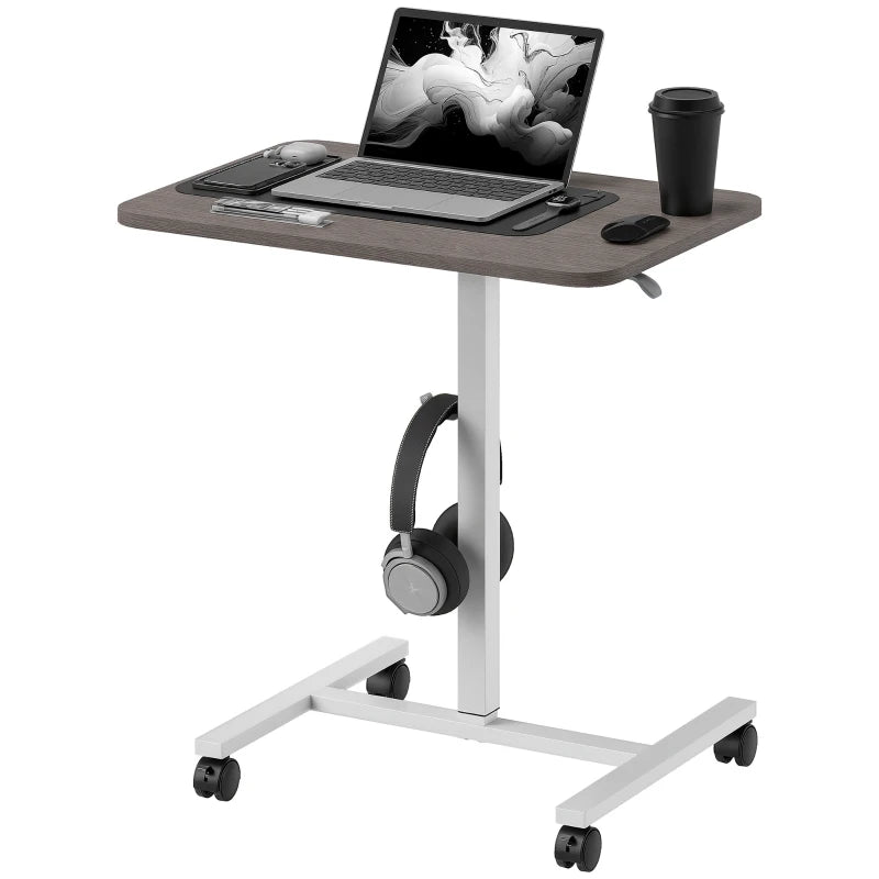 Adjustable Sit-To-Stand Desk 75-115cm - Manual Height Control, Modern White/Grey Finish for Home Office Ergonomics