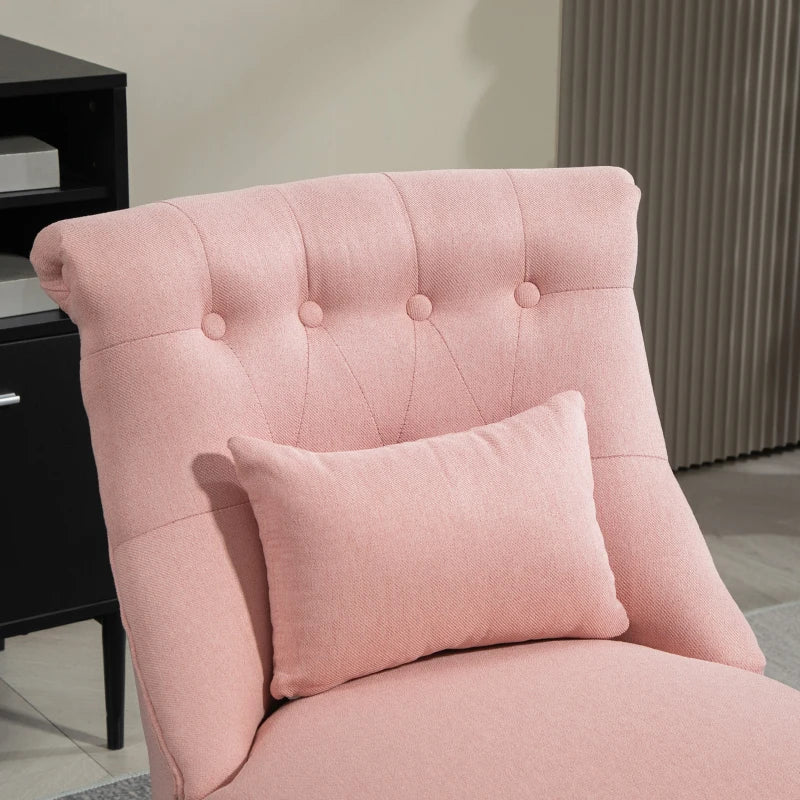 Upholstered Pink Fabric Tub Chair with Pillow and Solid Wood Legs for Living Room or Dining Room