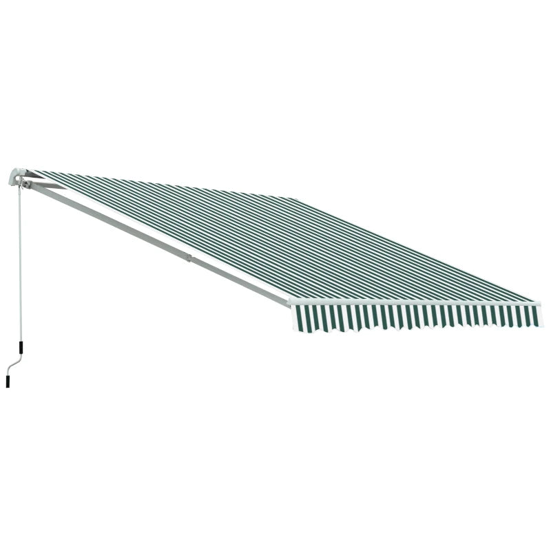 3.5m x 2.5m Manual Retractable Awning With Green and White Stripes