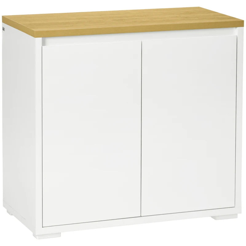 Modern White Kitchen Sideboard Storage Cabinet with Double Doors & Adjustable Shelf - Perfect for Living Room & Entryway