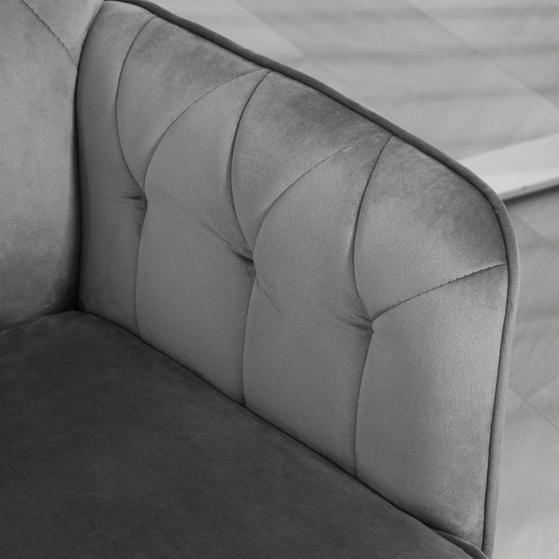 Vinsetto Dark Grey Linen Computer Chair with Armrest - Modern Adjustable Height Swivel Office Chair for Comfort and Style