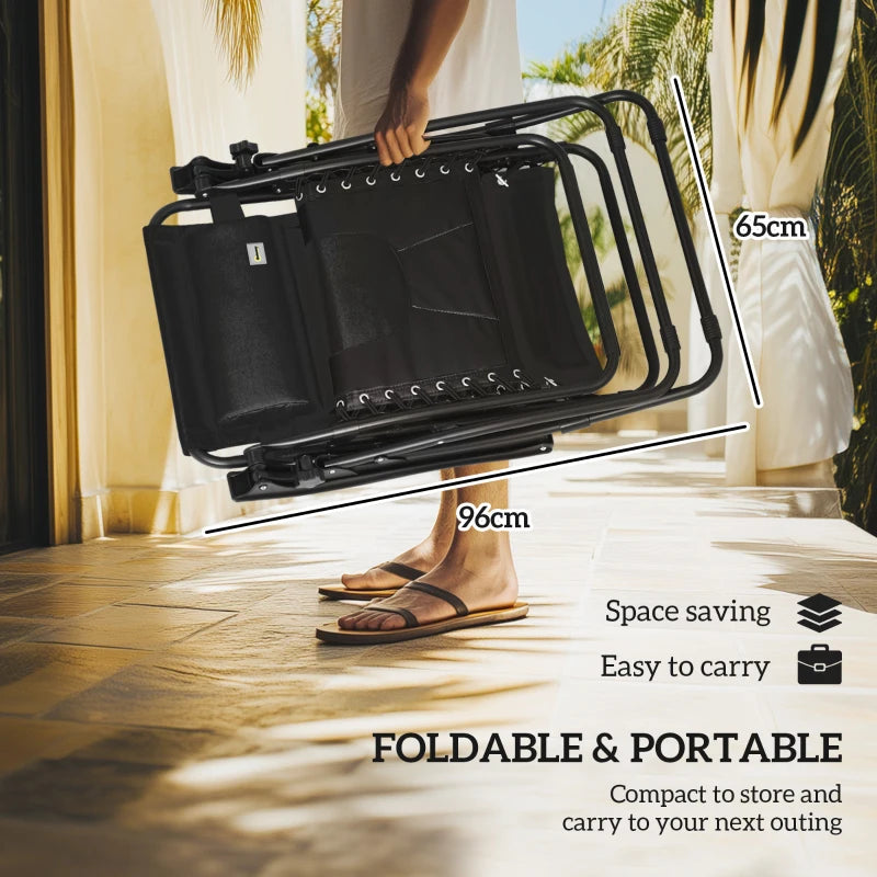 Zero Gravity Lounger Chair - Folding Reclining Patio Chair with Shade Cover, Padded Seat, Cup Holder, Soft Cushion and Headrest - Black, Large