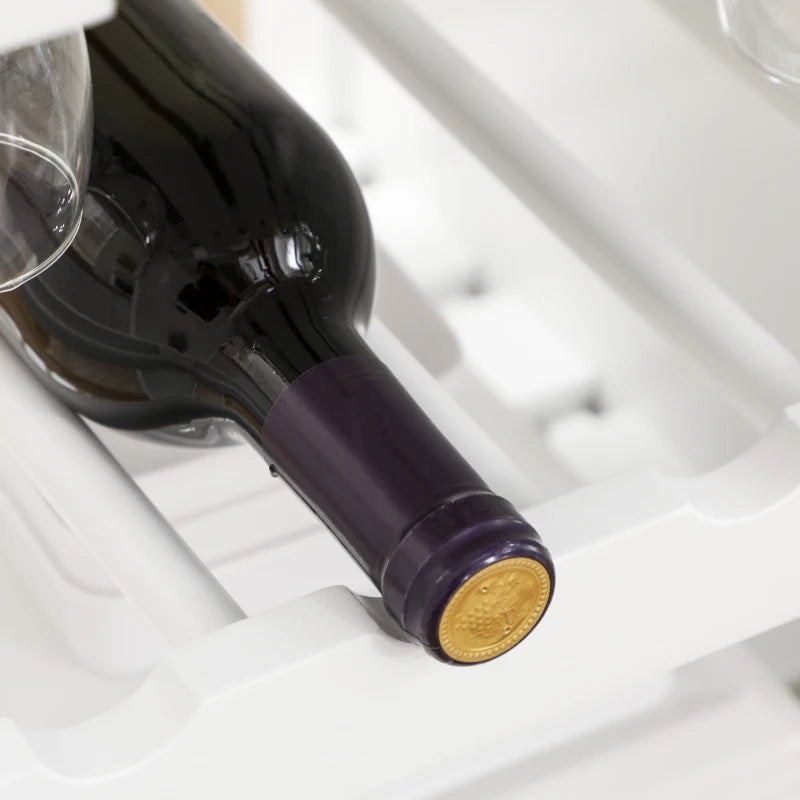 Compact Kitchen Trolley Utility Cart on Wheels with Wine Rack, Drawer & Storage Cabinet - White Dining Room Organizer