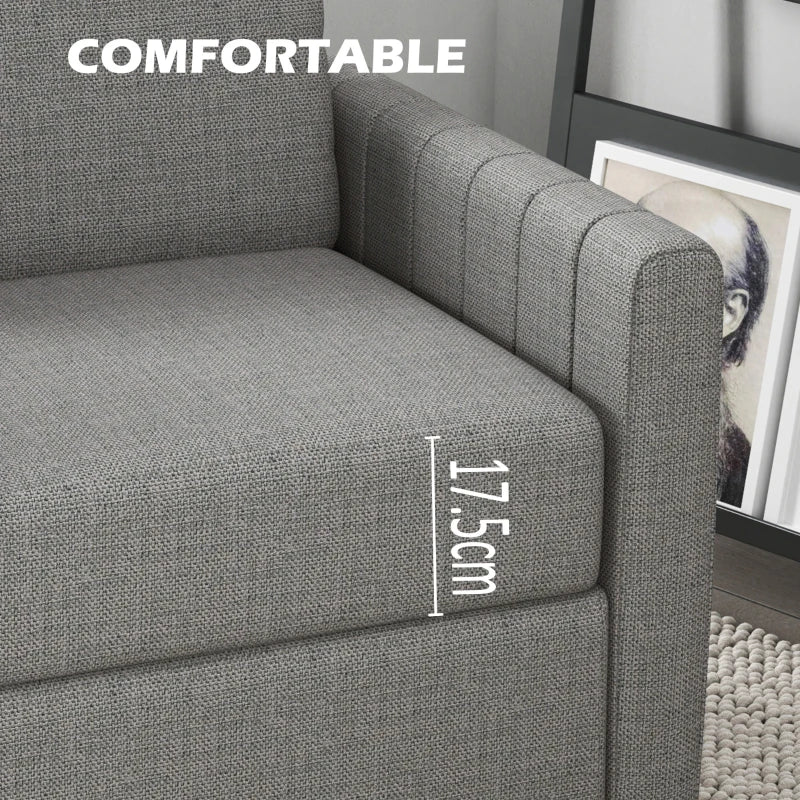 Modern Channel Tufted 2 Seater Sofa in Light Grey - Comfy Upholstered Loveseat for Living Room, Bedroom, Office