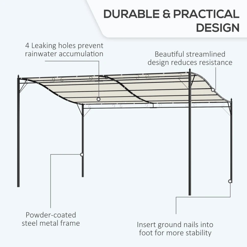 Cream Metal Wall Gazebo Canopy - 4x3m Garden Shelter