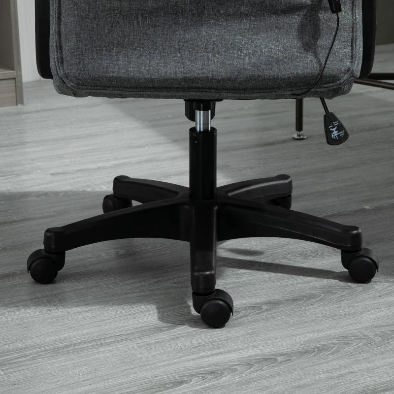 Vinsetto Grey Fabric Office Chair with Massage Lumbar Support, Adjustable Height, Mid Back Design, Swivel Wheels for Comfort